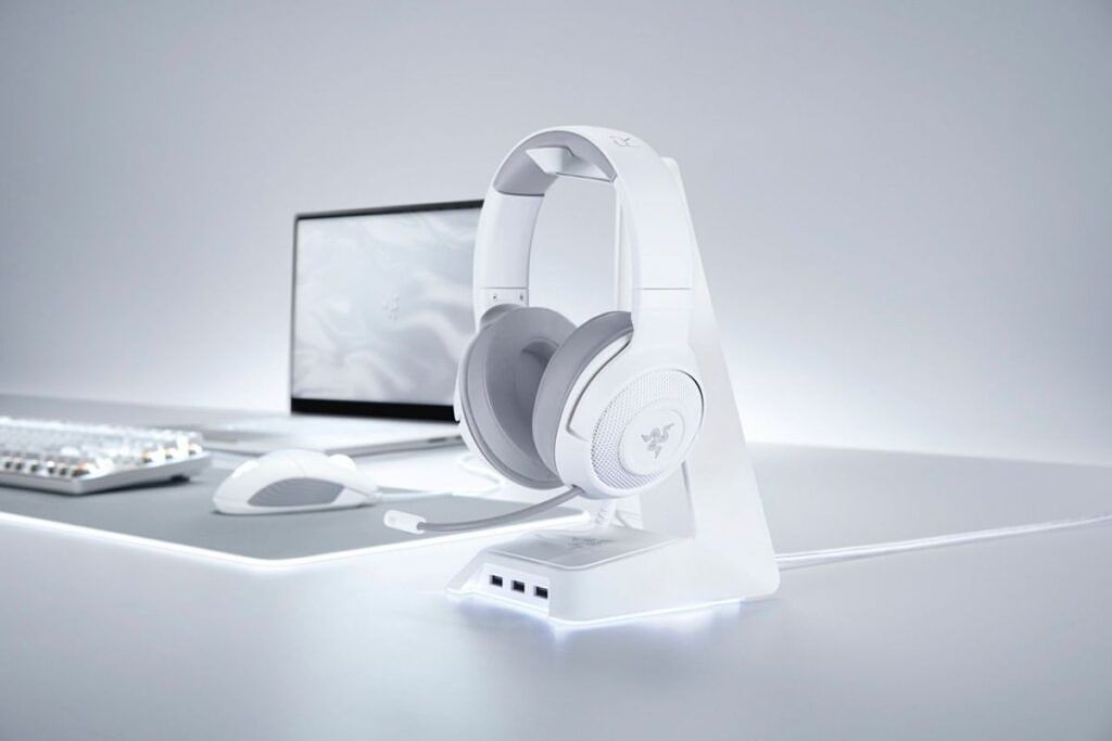 White-colored pair of Razer Kraken X gaming headset