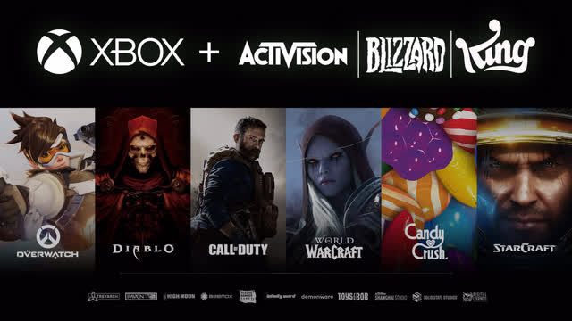 Microsoft acquisition of activision, showing various titles now under belt