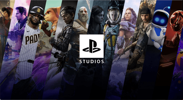 Playstation Studios image, showing various titles of top level games