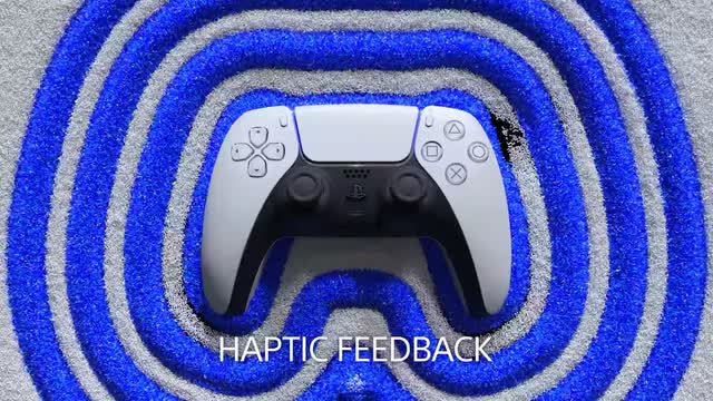 Haptic feedback controller showing ps5 controller