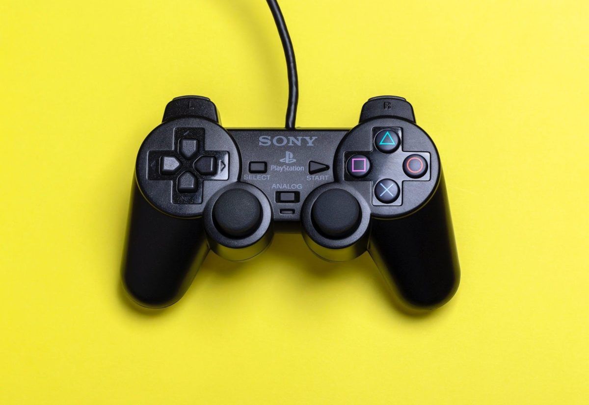 A black video game controller Description automatically generated with medium confidence