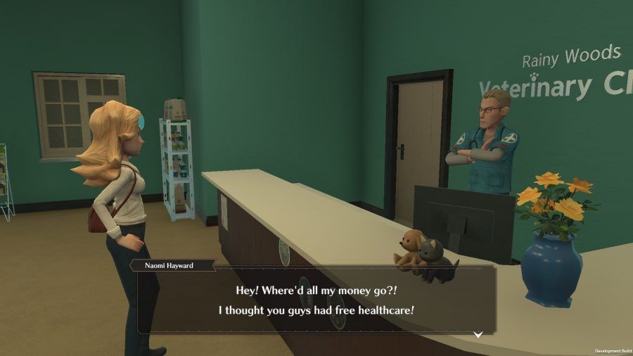 Someone is complaining to the vet about stolen money in life game the good life