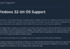 Steam no será compatible con Sistema Operativos de 32 Bits a partir de 2026